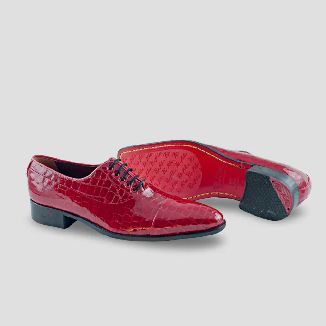 Chaussures homme cuir verni croco rouge - Accessoires pour chaussures