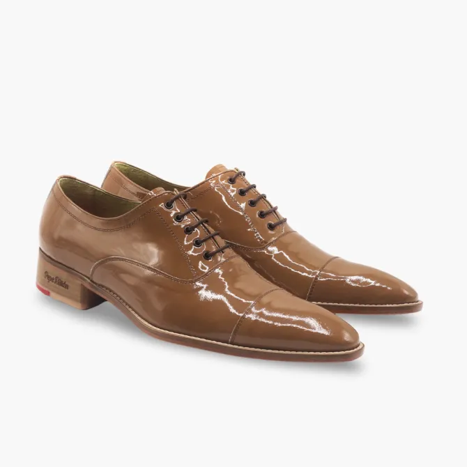 Oxford cuir verni camel bout droit - Accessoires pour chaussures