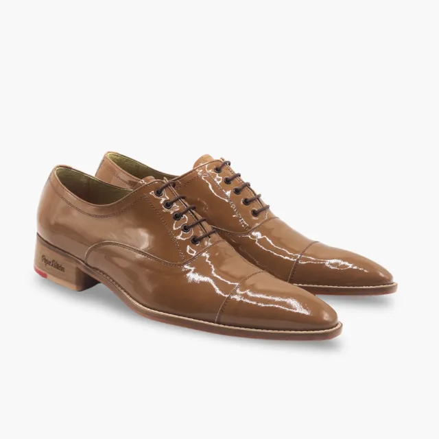 Oxford cuir verni camel bout droit - Accessoires pour chaussures