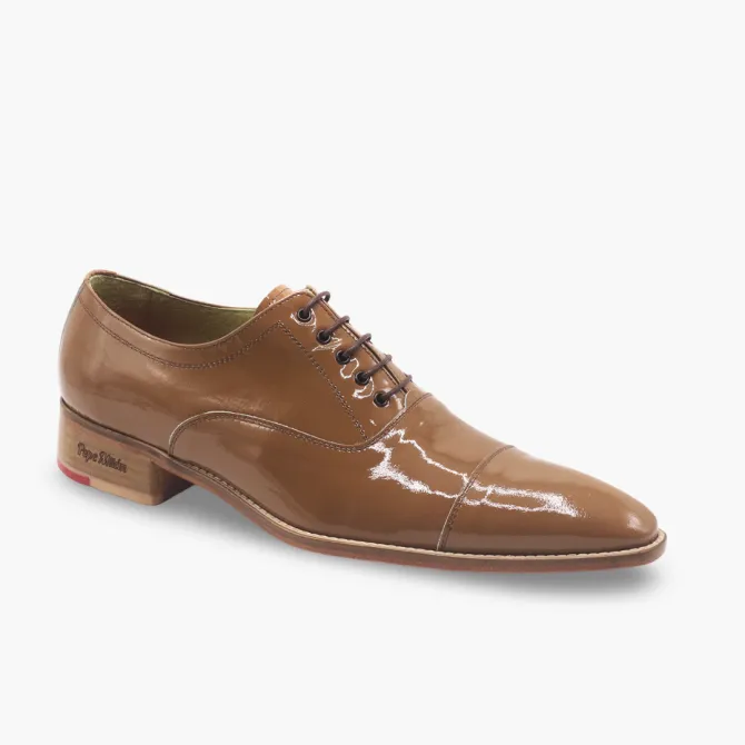 Oxford cuir verni camel bout droit - Accessoires pour chaussures