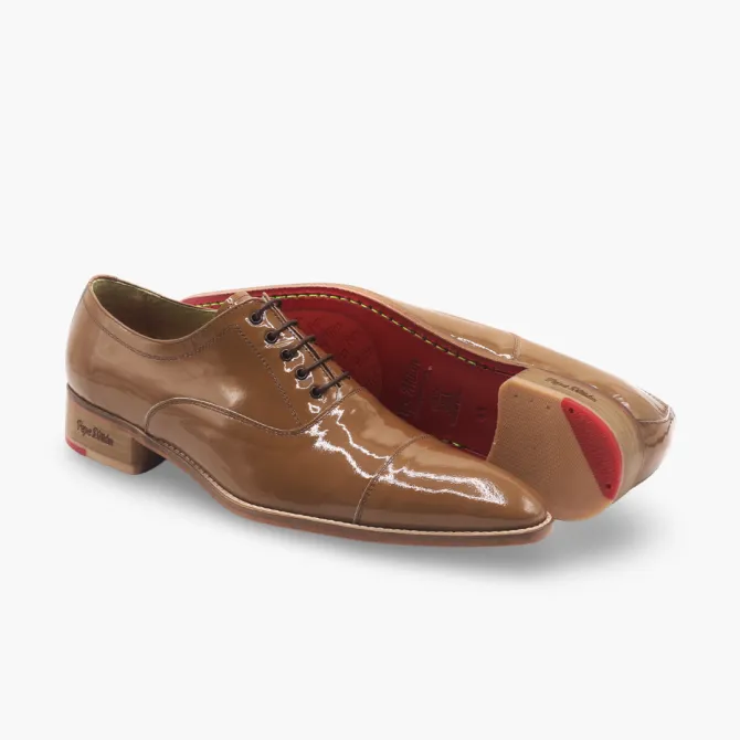 Oxford cuir verni camel bout droit - Accessoires pour chaussures