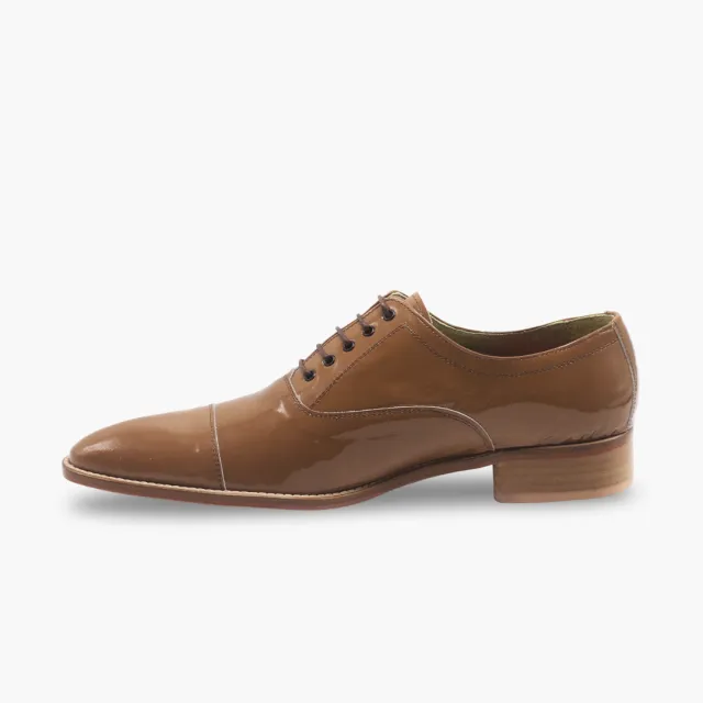 Oxford cuir verni camel bout droit - Accessoires pour chaussures