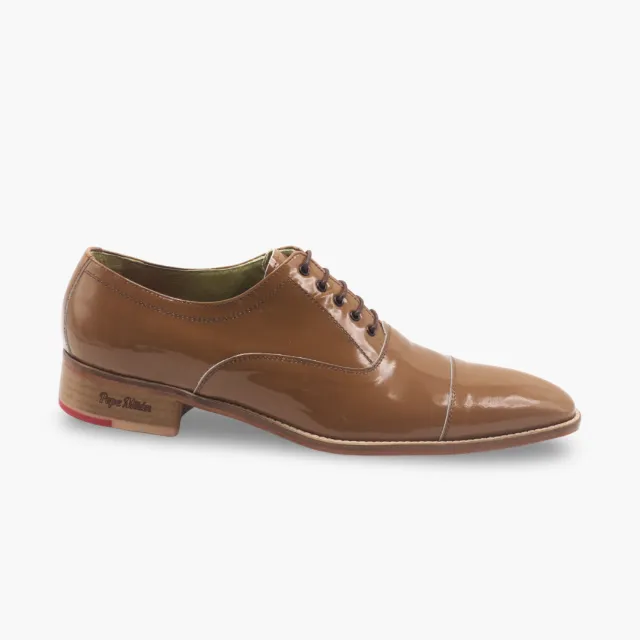 Oxford cuir verni camel bout droit - Accessoires pour chaussures