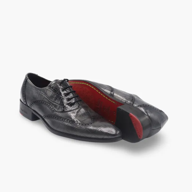 Chaussures Richelieu cuir croco gris - Accessoires pour chaussures