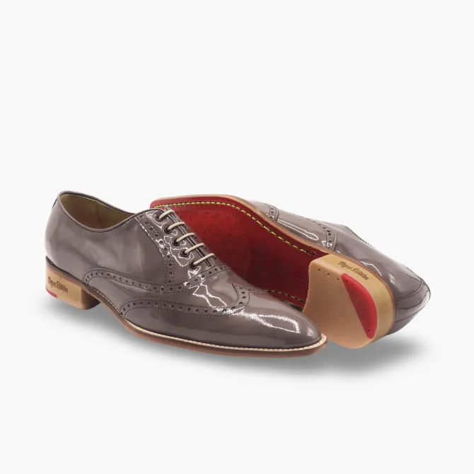 Chaussures homme verni taupe full brogue - Accessoires pour chaussures