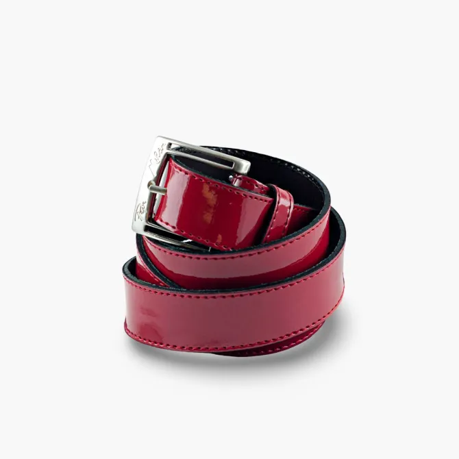 Ceinture cuir verni rouge - Accessoires pour chaussures