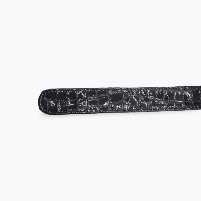 Ceinture Cuir croco verni noir - Accessoires pour chaussures