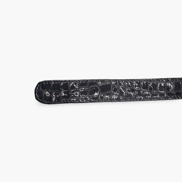 Ceinture Cuir croco verni noir - Accessoires pour chaussures