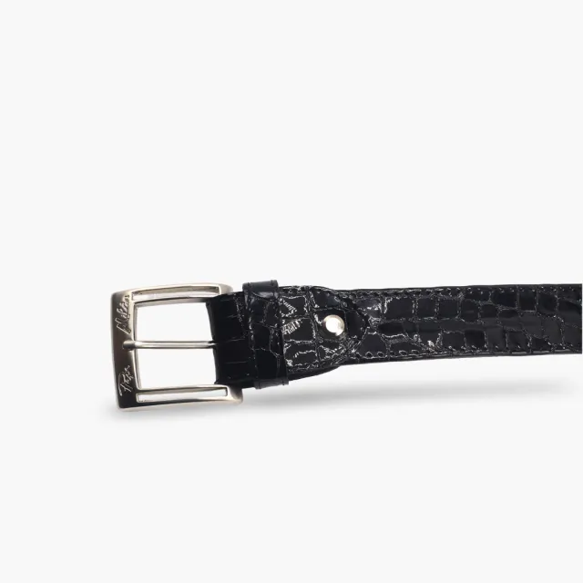 Ceinture Cuir croco verni noir - Accessoires pour chaussures