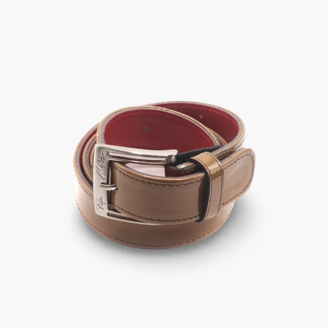 Ceinture cuir verni camel - Accessoires pour chaussures