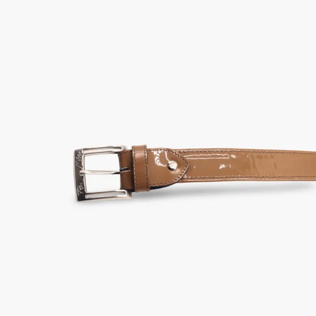 Ceinture cuir verni camel - Accessoires pour chaussures