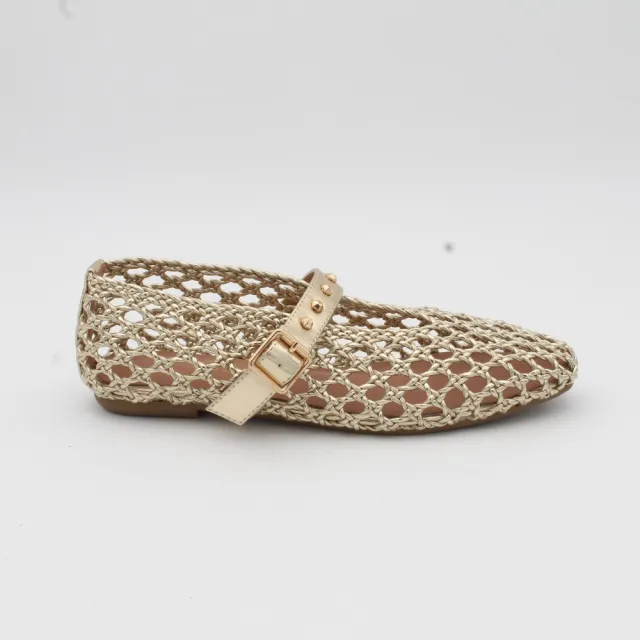 Ballerines tressées doré - Chaussures femme Ballerines