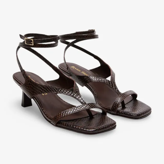 Sandales tong cuir serpent marron - Accessoires pour chaussures