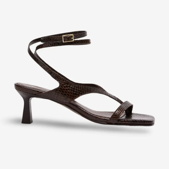 Sandales tong cuir serpent marron - Accessoires pour chaussures