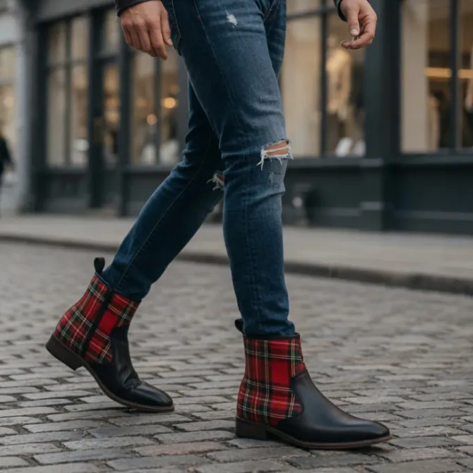 Bottines homme écossaises tendance - Accessoires pour chaussures
