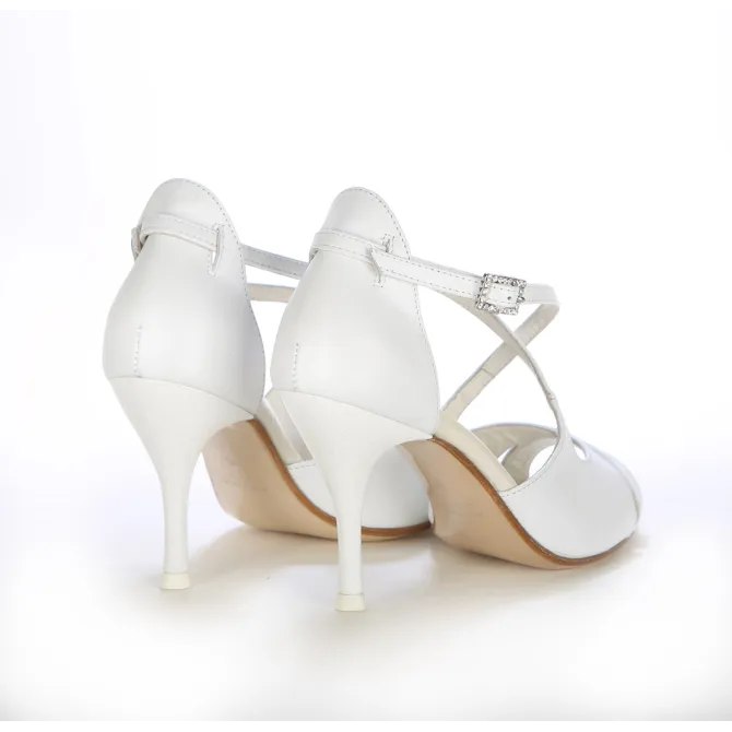 Chaussures à talon blanches élégantes en cuir - Accessoires pour chaussures