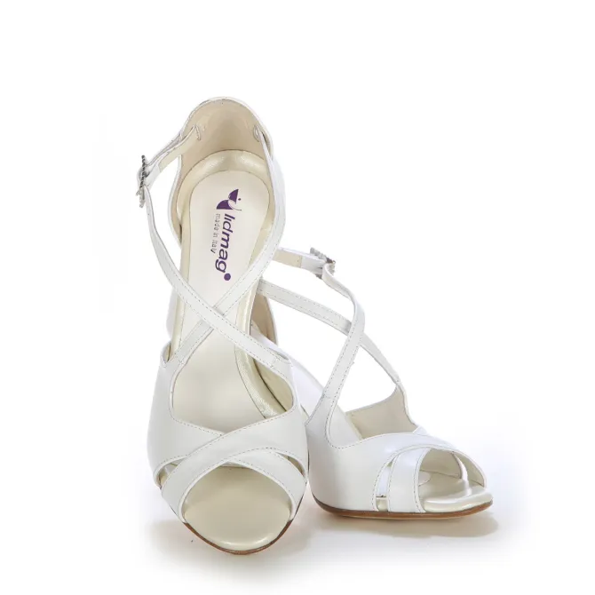 Chaussures à talon blanches élégantes en cuir - Accessoires pour chaussures