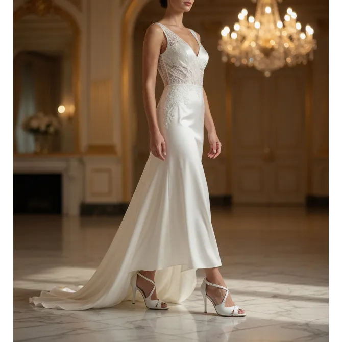 Chaussures à talon blanches élégantes en cuir - Accessoires pour chaussures