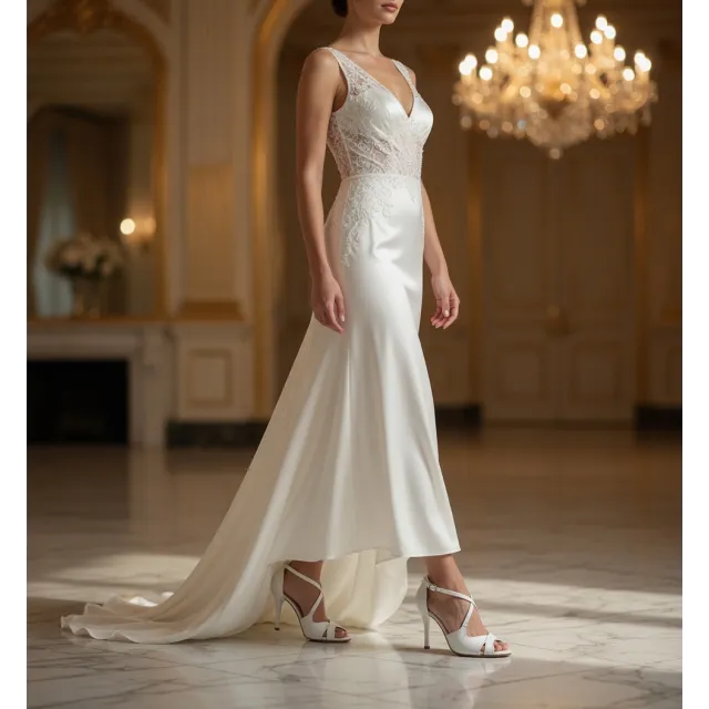 Chaussures à talon blanches élégantes en cuir - Accessoires pour chaussures