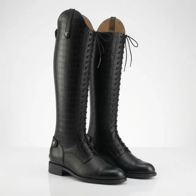 Bottes hautes cuir à lacets - Bottes cavalières