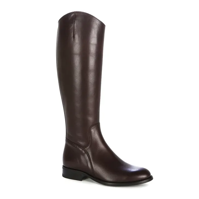 Bottes cavalières femme cuir marron - Bottes plates artisanales