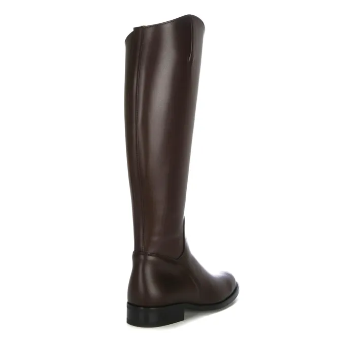 Bottes cavalières femme cuir marron - Bottes plates artisanales