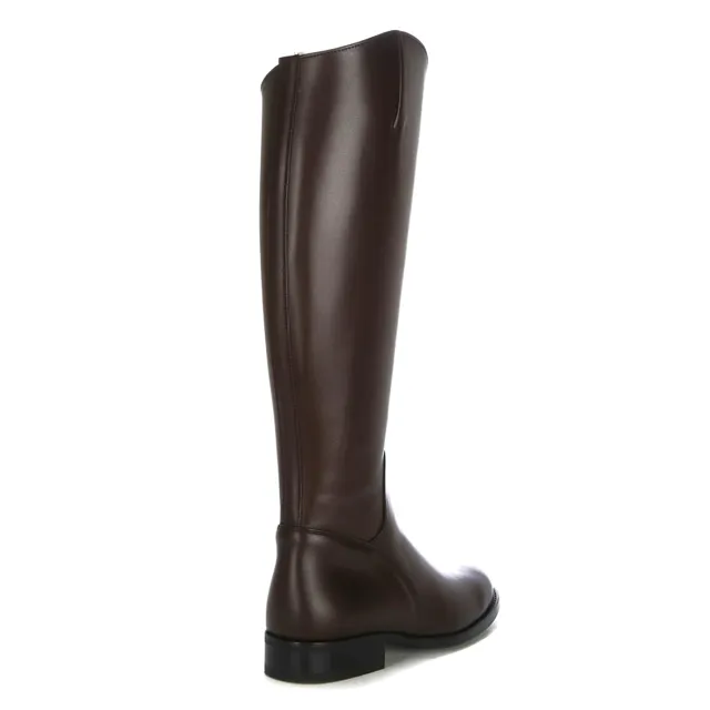 Bottes cavalières femme cuir marron - Bottes plates artisanales