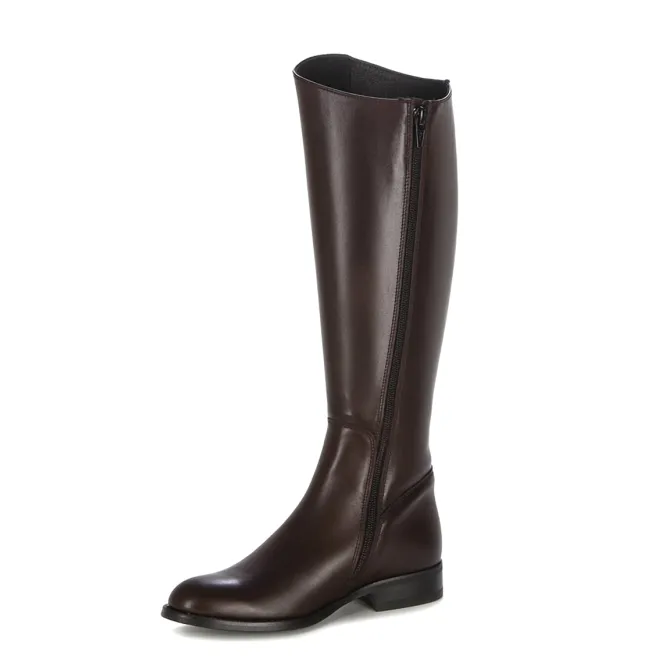 Bottes cavalières femme cuir marron - Bottes plates artisanales
