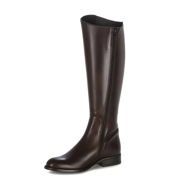 Bottes cavalières femme cuir marron - Bottes plates artisanales
