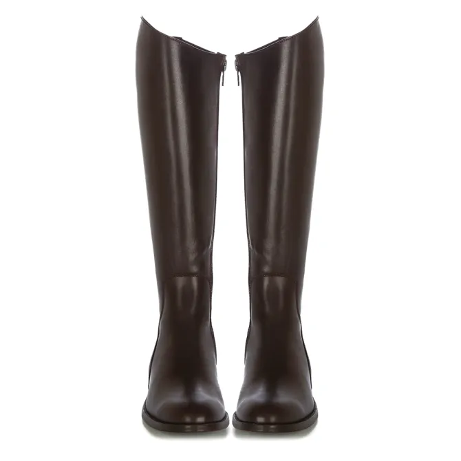 Bottes cavalières femme cuir marron - Bottes plates artisanales