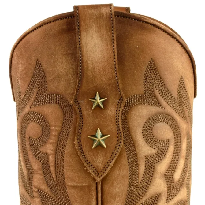 Santiags cuir et serpent cognac femme - Bottes santiag et country