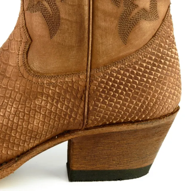 Santiags cuir et serpent cognac femme - Bottes santiag et country