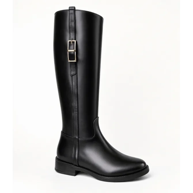 Bottes Femme Cuir Noir Plates -Fabrication Italienne - L’Atelier de la Botte