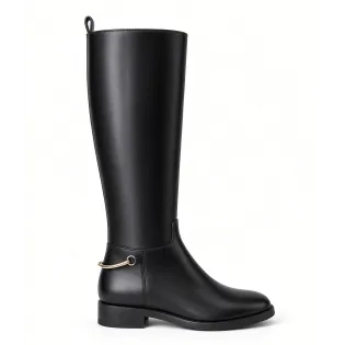 Bottes Femme Cuir Noir avec Boucle Dorée - L’Atelier de la Botte