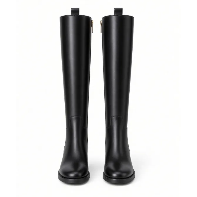 Bottes Femme Cuir Noir avec Boucle Dorée - L’Atelier de la Botte