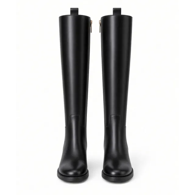 Bottes Femme Cuir Noir avec Boucle Dorée - L’Atelier de la Botte