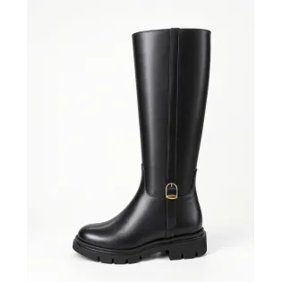 Bottes Femme Cuir Noir Crantées - Fabrication Italienne - L’Atelier de la Botte
