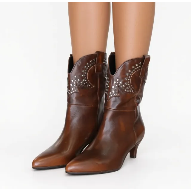 Bottines Femme Cuir Cognac Vintage - Made in Italie - L’Atelier de la Botte