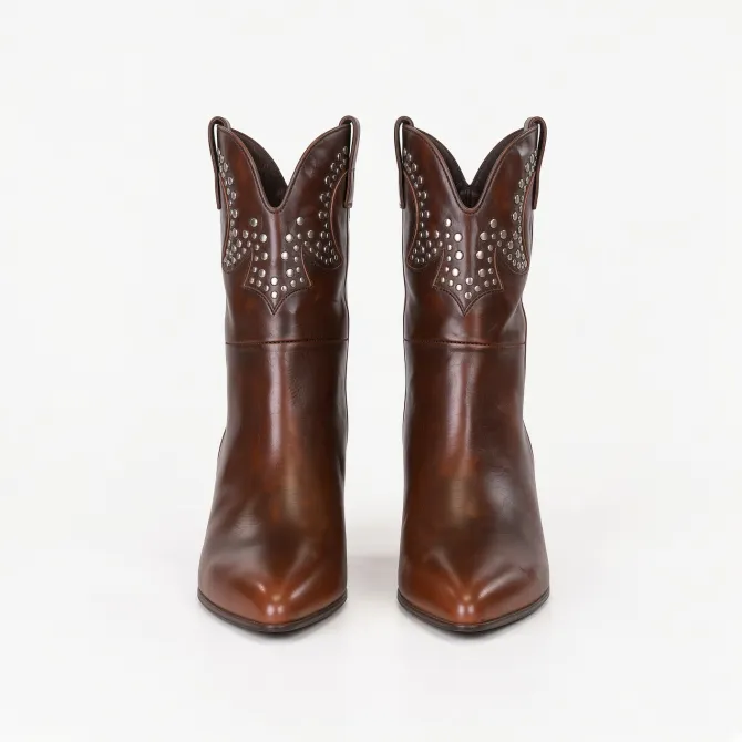 Bottines Femme Cuir Cognac Vintage - Made in Italie - L’Atelier de la Botte