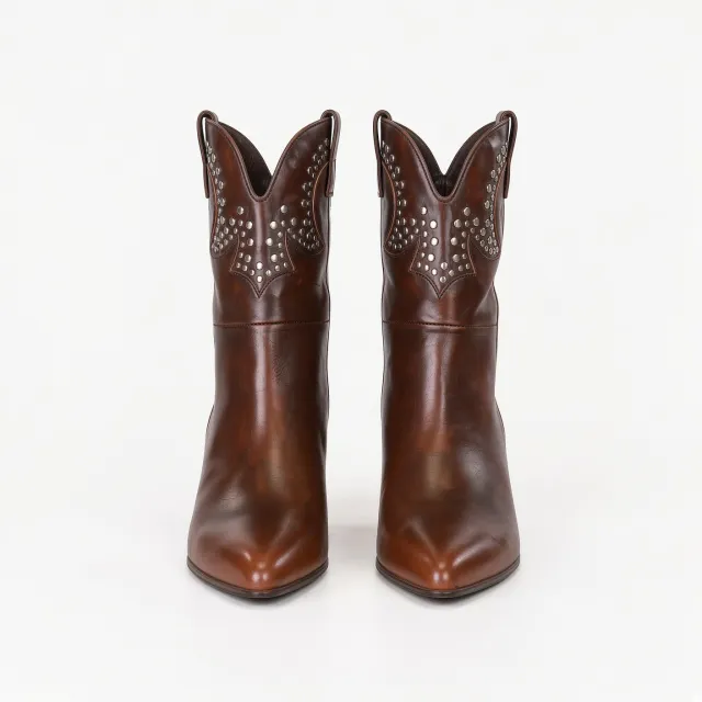 Bottines Femme Cuir Cognac Vintage - Made in Italie - L’Atelier de la Botte