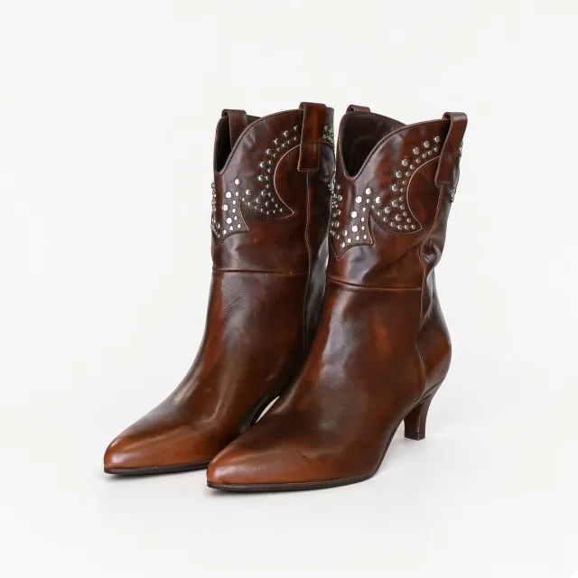 Bottines Femme Cuir Cognac Vintage - Made in Italie - L’Atelier de la Botte