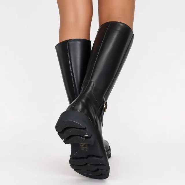 Bottes Femme Cuir Noir Crantées - Fabrication Italienne - L’Atelier de la Botte