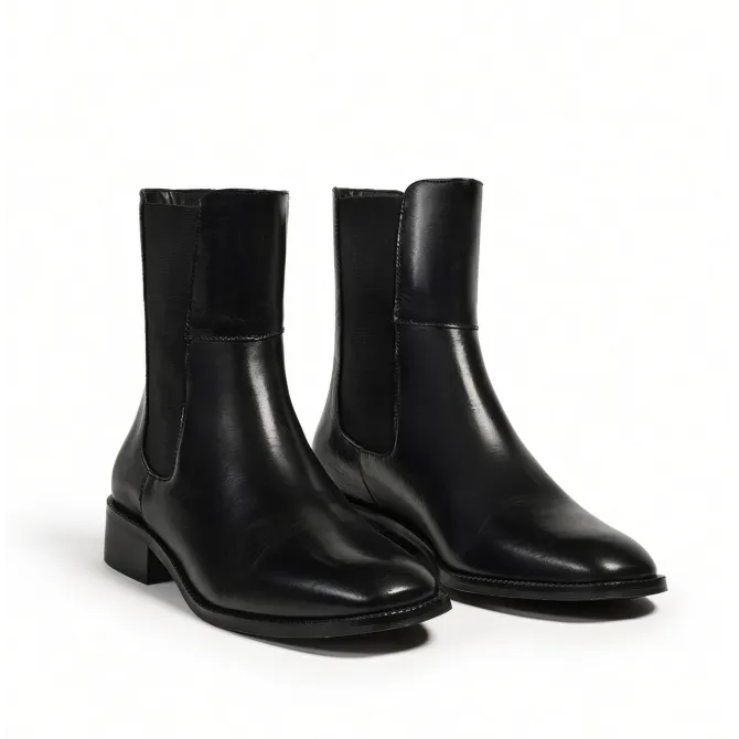 Bottines Chelsea cuir noir femme  - Bottines femme mode