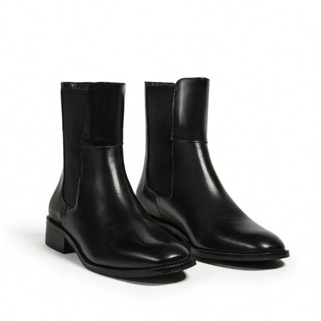Bottines Chelsea cuir noir femme  - Bottines femme mode