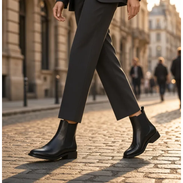Bottines Chelsea cuir noir femme  - Bottines femme mode