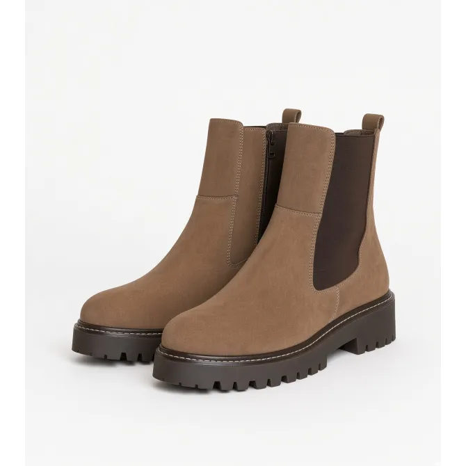 Bottines Femme Daim Taupe Semelle Crantée - L'atelier de la botte