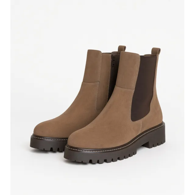Bottines Femme Daim Taupe Semelle Crantée - L'atelier de la botte