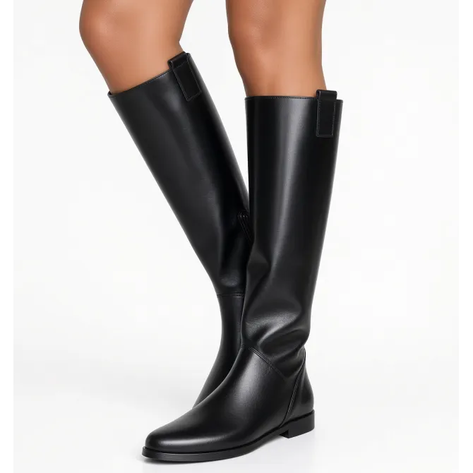 Bottes femme cuir noir bout pointu - Bottes artisanales femme - L'atelier de la botte