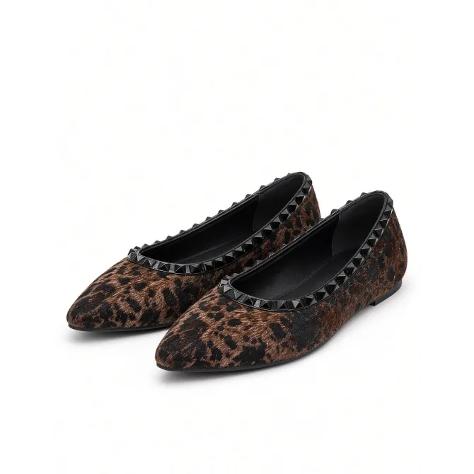Ballerines Animal Print  Bout Pointu & Studs Noirs - Ballerines  originales