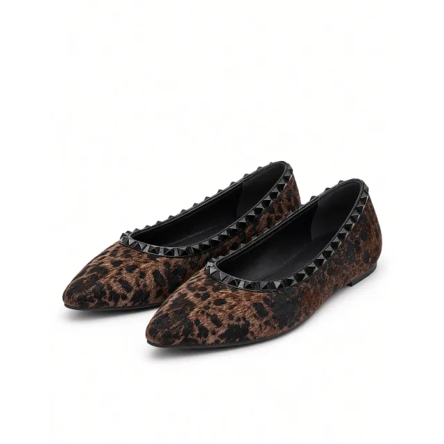 Ballerines Animal Print  Bout Pointu & Studs Noirs - Ballerines  originales